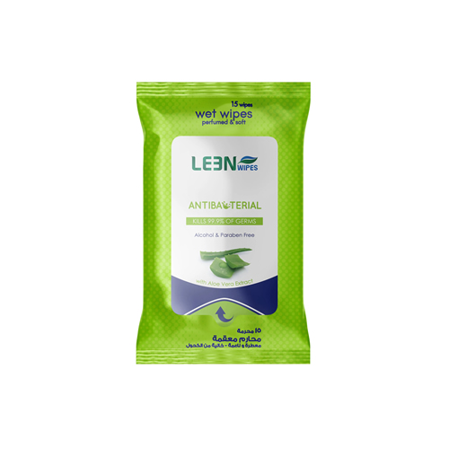 LEEN ANTIBACTERIAL ALOE 15 WIPES GREEN